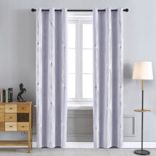 Blackout Curtains 52" x 84", Silver Wave Print, Grommet