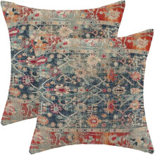 Housses de coussin en lin 40 x 40 cm, style rétro vintage, lot de 2
