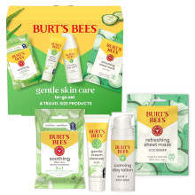 Burt's Bees Gentle Skin Care To-Go Set, Includes Cleanser, Towelettes, Lotion and Sheet Mask, Natural Origin, 1 Gift Set