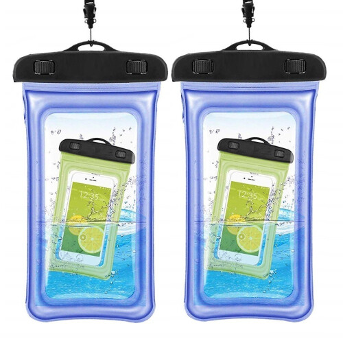 Wasserdichte schwimmende Handyhülle - universal - blau   2 pack