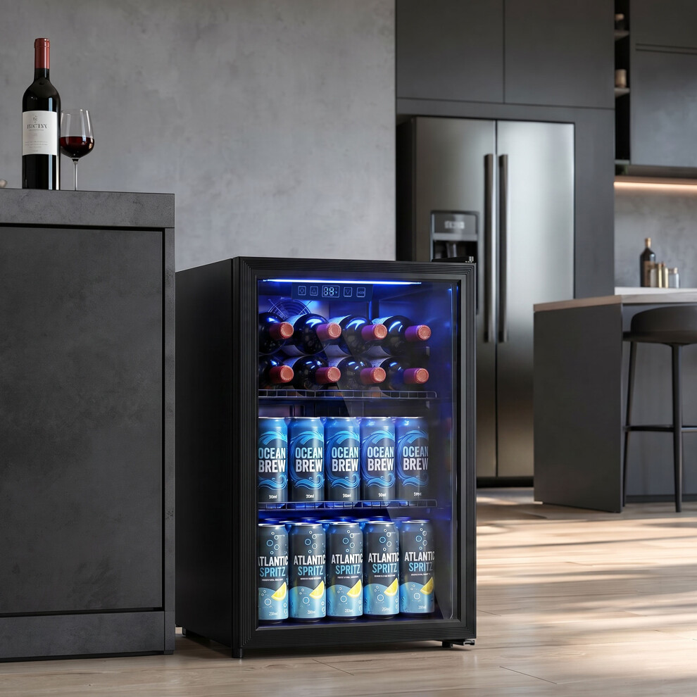 Homcom Unisex Black 90 L Drinks Fridge, 139 Can Under Counter Freestanding Wine Cooler In - Image 3
