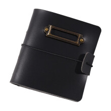 Mini album photo en cuir PU pour photos avec couverture-Noir