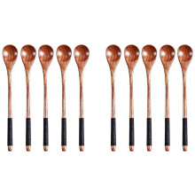 10er-Pack Holzlöffel, 20,5 cm, schwarz, mit verschnörkeltem Design