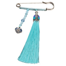Fashionable Brooch Tassels Badge Pin Smooth Design-lake blue