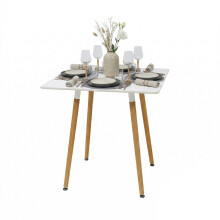 Square Dining Table, Bamboo Legs, Seats 4