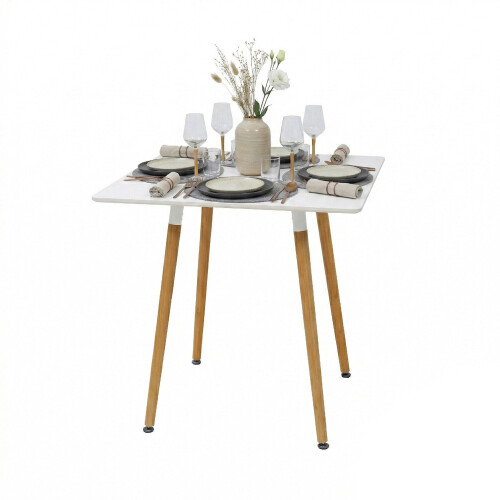 Square Dining Table, Bamboo Legs, Seats 4