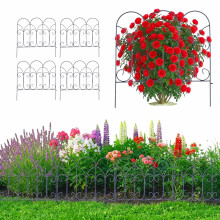 Metal Garden Edging Set, 5 Panels, Black Vintage Design