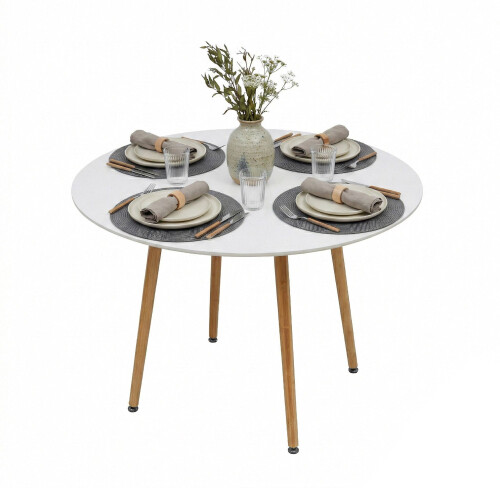 Round Dining Table with Bamboo Legs - Seats 4