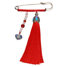 Broche antidérapante avec pompons pour peaux sensibles,-Rouge