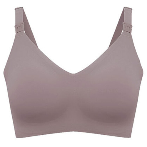 Breathable Nylon Nursing Bra Seamless Construction-gray p M