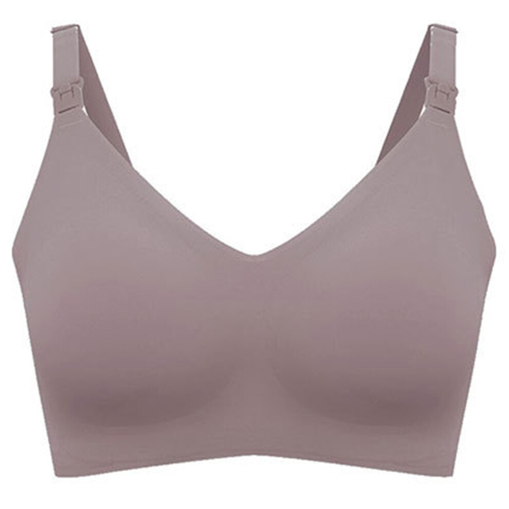 Breathable Nylon Nursing Bra Seamless Construction-gray p M