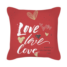 Funda de almohada roja con diseño de acuarela para el Día de San Valentín