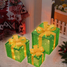 3er-Set beleuchtete LED-Weihnachtsgeschenkboxen