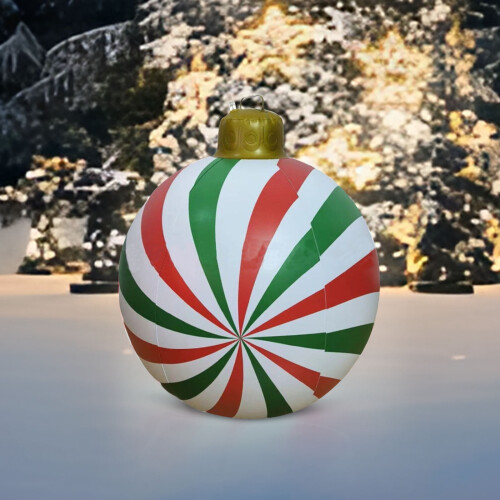 60 cm große aufblasbare PVC-Weihnachtskugel mit Weihnachtsmann-Motiv