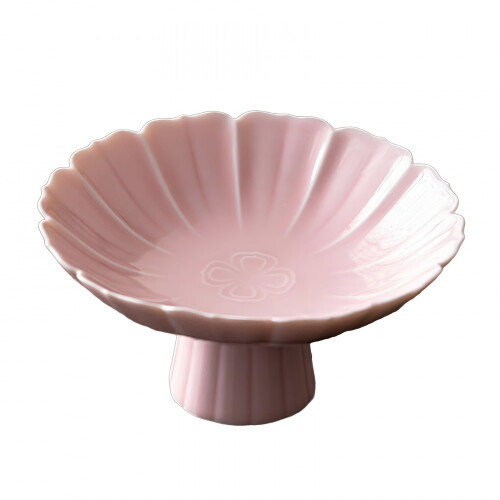 Keramik-Obstschale mit Lotusfüßen, rosa 1