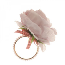 Rond de serviette rose fait main – Soie et alliage, 10,5 x 8,5 cm