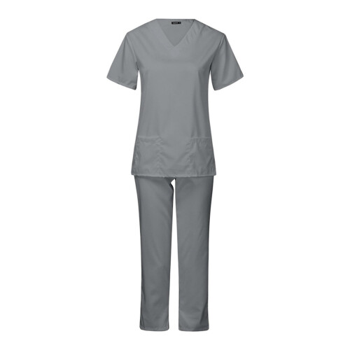 Women's Grey Scrub Set – Short Sleeve Top & Pants with 2