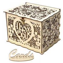 Geschenkbox mit Blumenmuster, hölzerner Hochzeitsumschlag, 1 Stück