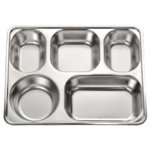Assiette alimentaire Ă 5 compartiments en acier inoxydable