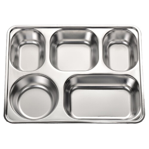 Assiette alimentaire à 5 compartiments en acier inoxydable