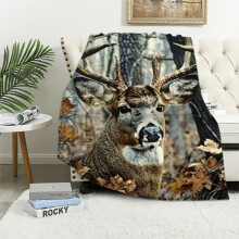 Couverture polaire camouflage cerf, format Queen, 152 x 203 cm