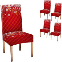 Conjunto de 4 capas para cadeiras de jantar com estampa de flocos de neve vermelhos