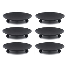 Ensemble de 6 bougeoirs piliers en fer noir
