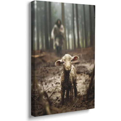 Jesus und Lamm Leinwandbild 12x16 Zoll