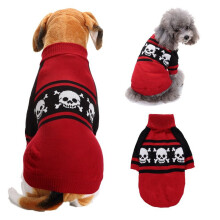 Ensemble pull pour chien Halloween – Motif crâne et os rouges