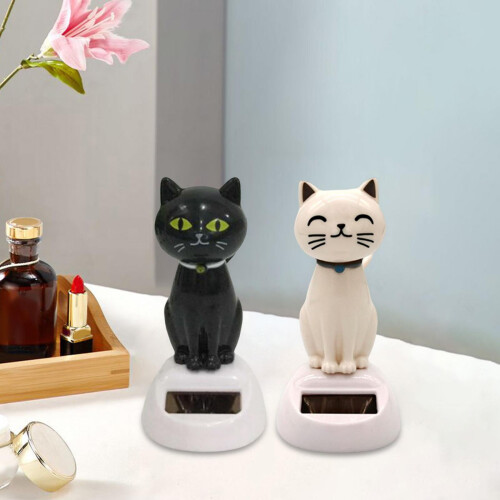 2 Solar Tanzende Katzenfiguren – ABS, 11 cm 2
