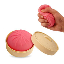 (red, 1pc) Plastic Bun Squeeze Toy Slow Rebound Stress Relief Soft Elastic Hand Grip Decompression Exercise Safe Non-Toxic 1 Pack