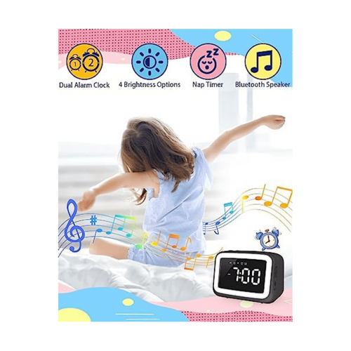 Kinderwekker met Bluetooth en nachtlampje, roze 2