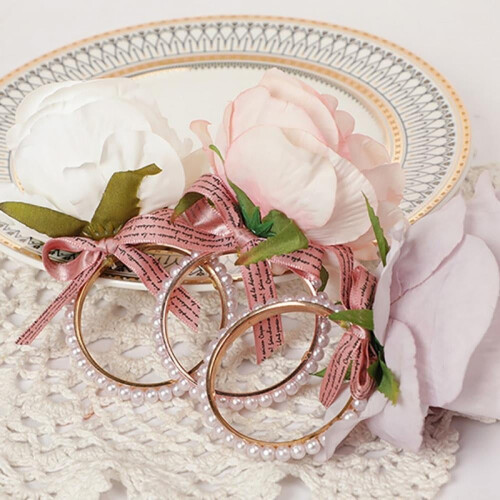 Ronds de serviette roses faits main, lot de 4 2