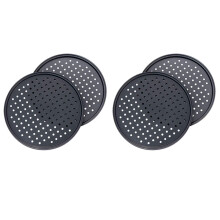 Paquete de 4 bandejas perforadas para hornear pizza de 28 cm (11 pulgadas) de acero al carbono
