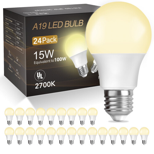 Ampoule LED A19, blanc chaud 2700K, 15W, 1500 lm