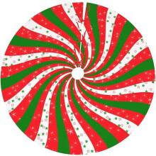 Jupe de sapin de Noël rouge Begzeat à rayures et étoiles, 91 cm (36 pouces)