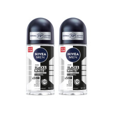 (Pack of 2) NIVEA MEN Black & White Original Anti-Perspirant Roll On | 72hr Anti-Sweat Roll On Deodorant,  No Stains on Black & White Clothes - 50ml