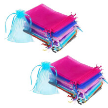Sachets cadeaux en organza 10 x 15 cm avec cordon de serrage, 100 pièces