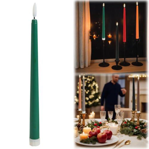 LED-Spitzkerzen, 23 cm, Wachsoptik, flackernde Flamme