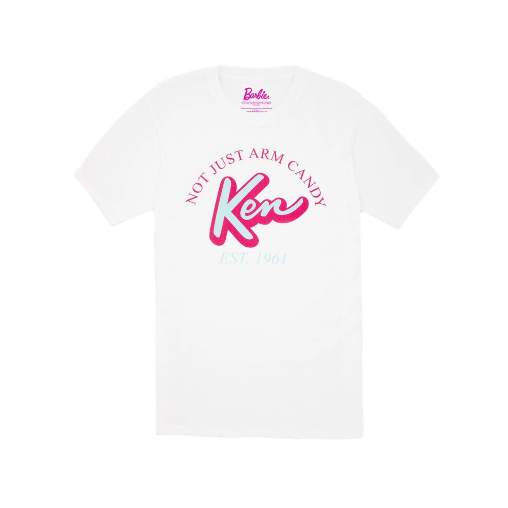 Barbie (L, ) Mens Not Just Arm Candy Classic Ken T-Shirt White