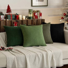Housses de coussin style bohème champêtre 45 x 45 cm, velours côtelé, lot de 4