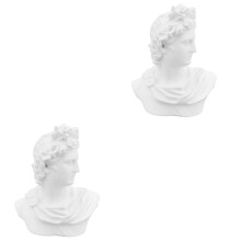 Estátua de busto grego em resina - Branca, 11,5 cm