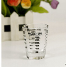 Üveg mérőpohár30ml / 1oz Oz, ml, teáskanál, evőkanál mérlegekkel