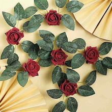 24 Mini Rosas Vermelhas de Espuma Artificiais com Hastes de 20 cm