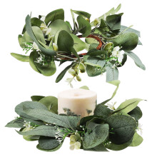 Silkkikukkakynttiläkranssi 25cm vihreä