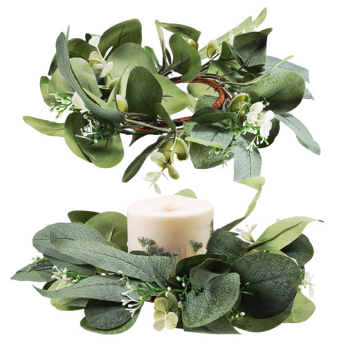 Silkkikukkakynttiläkranssi 25cm vihreä