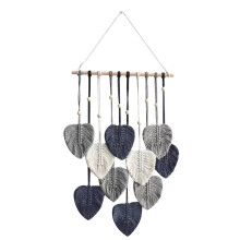 Handgemaakte macramé wanddecoratie – Boho blad en veer