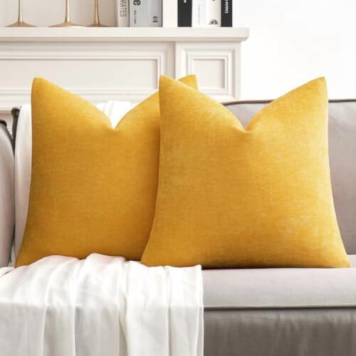Goose Yellow Chenille Örngott 45x45 cm 2-pack
