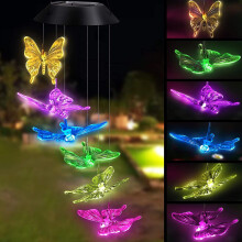 Carillons éoliens papillons à LED solaires – Couleurs changeantes