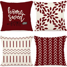 Housses de coussin en lin bordeaux, 45 x 45 cm, lot de 4